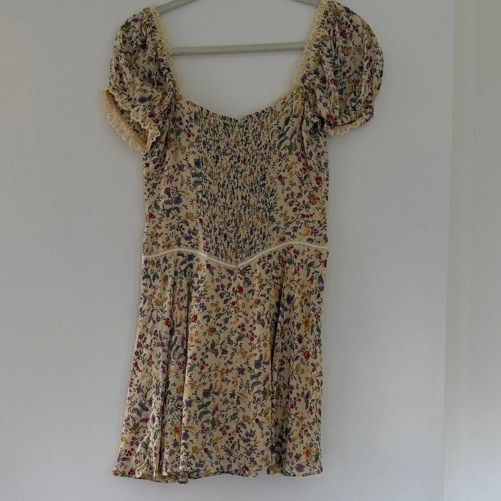 Reformation Yellow Floral Puff-Sleeve Dress “Ondine Dress” - Picture 6 of 9
